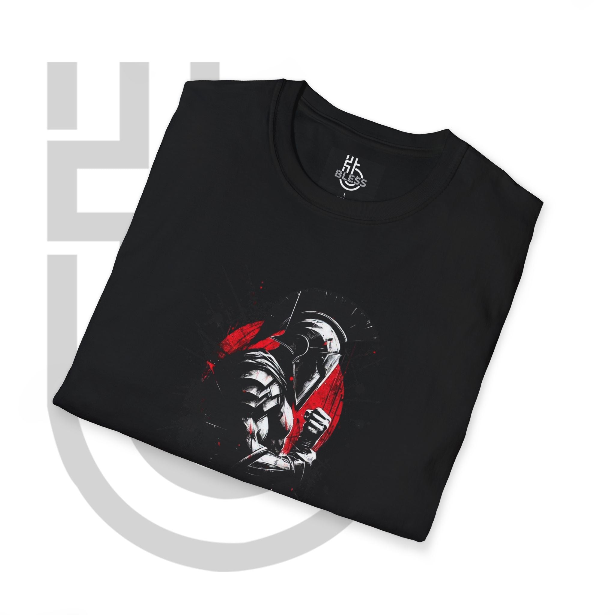 Spartan Warrior T-Shirt — Red & Black Grunge Helmet Graphic
